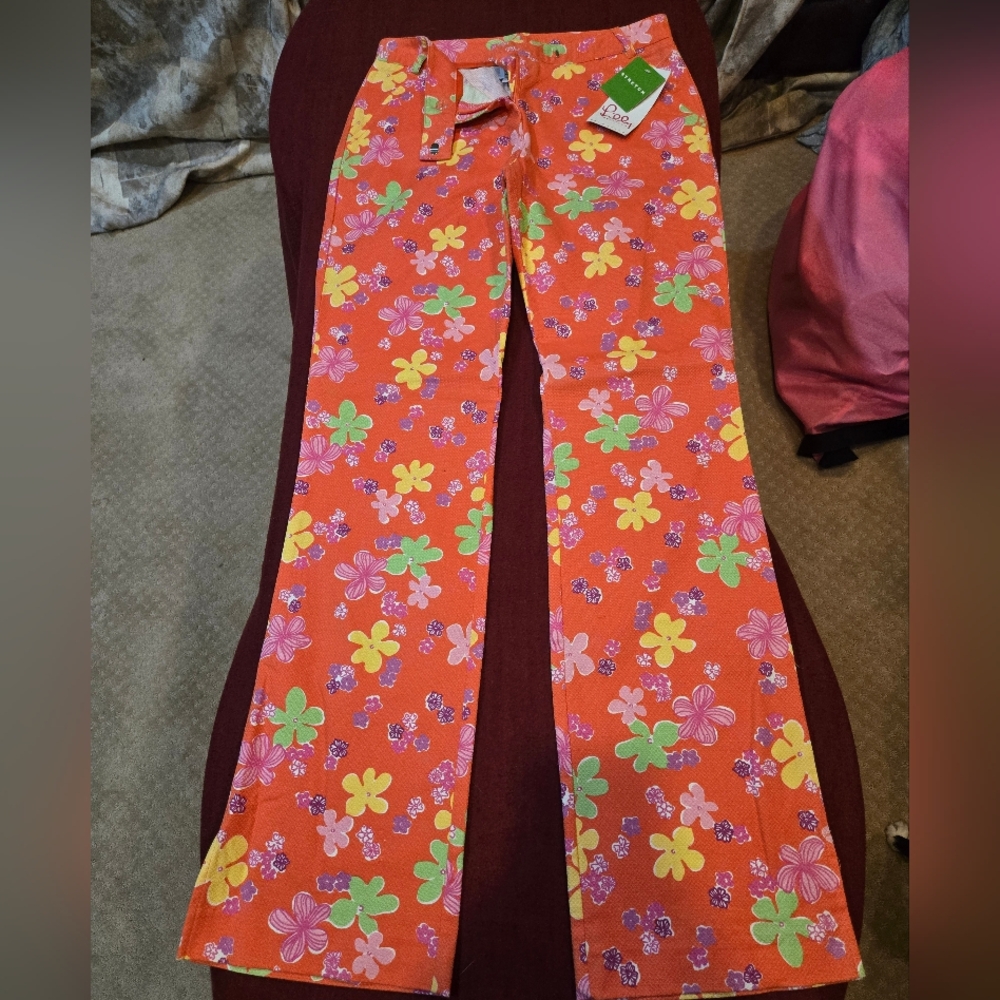 Lilly Pulitzer Orange Floral Women's Flare Jeans